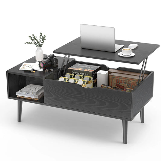 Lift Top Coffee Table, 39.37"x19.7", Adjustable Storage Shelf Easy Lift Or Lower