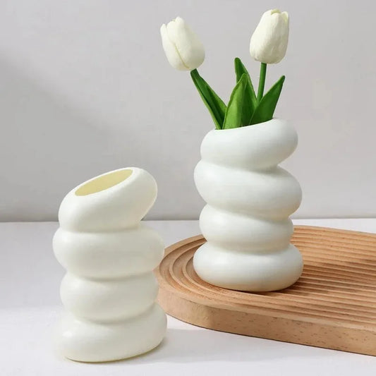Nordic Inspired Spiral White Flower Vase