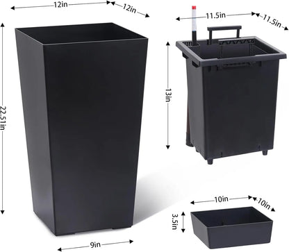 2 PCS 22.4 Inch Tall Planter Indoor ＆ Outdoor Taper Planter - Black or White