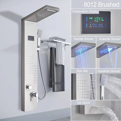 LED Shower Panel with Rainfall/Waterfall and Body Spray Heads