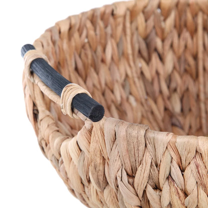 Natural Woven Water Hyacinth Decorative Bowl with Wooden Handles