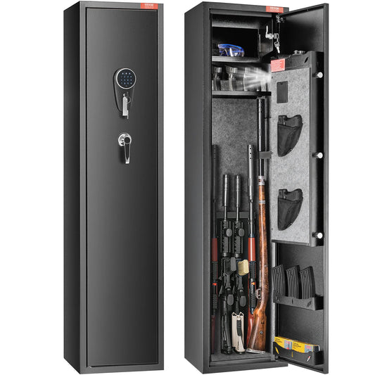 Gun Safe for 3 - 8 Firearms w/ Digital Keypad & Key Lock; Removable Storage Shelf for Long Guns and Pistols
