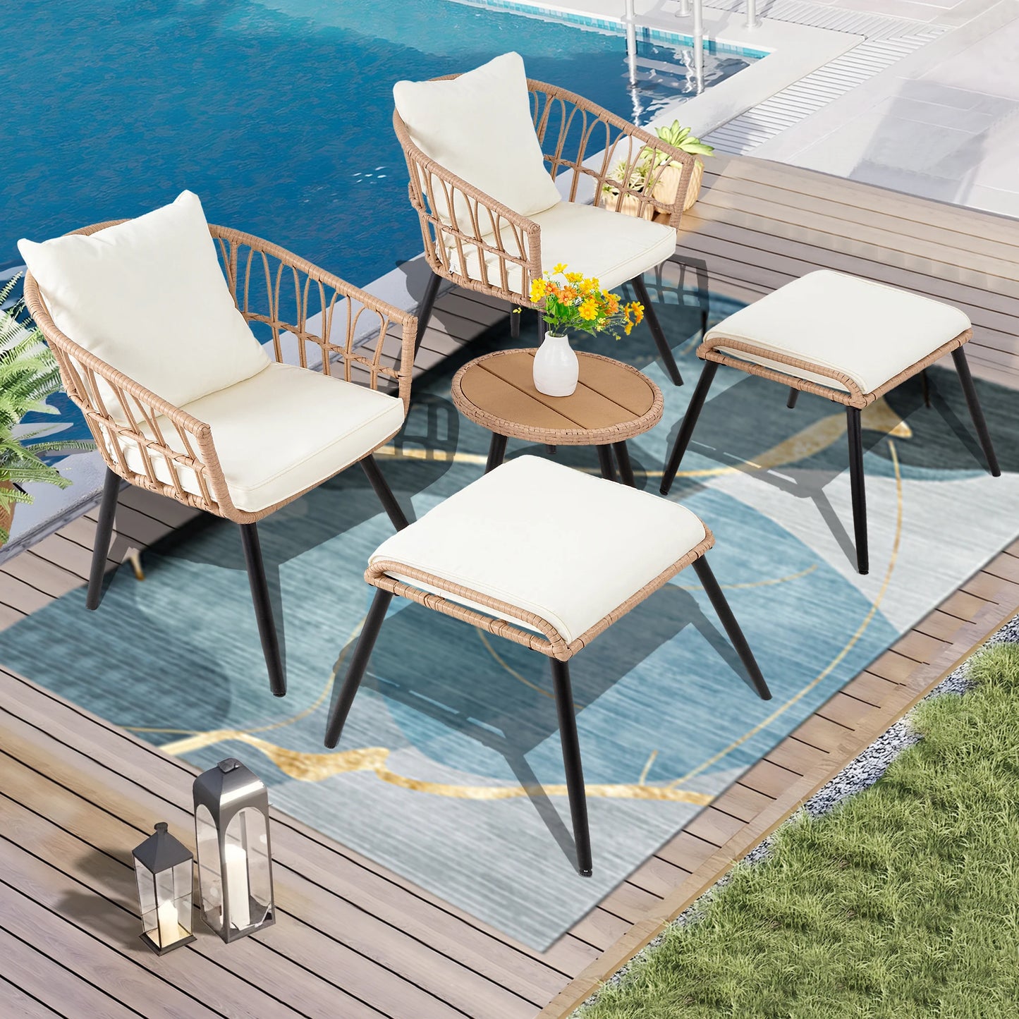 5 Piece  Wicker Bistro Set