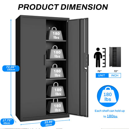 Metal Industrial Utility Cabinet with Adjustable Shelves for Storage Organization