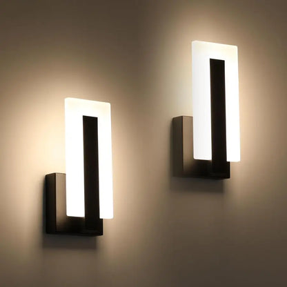 Modern Black 3000K Warm White LED Wall Sconces, Set of 2