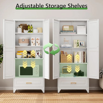 75” Modern Kitchen Hutch with Drawer and Adjustable Shelves