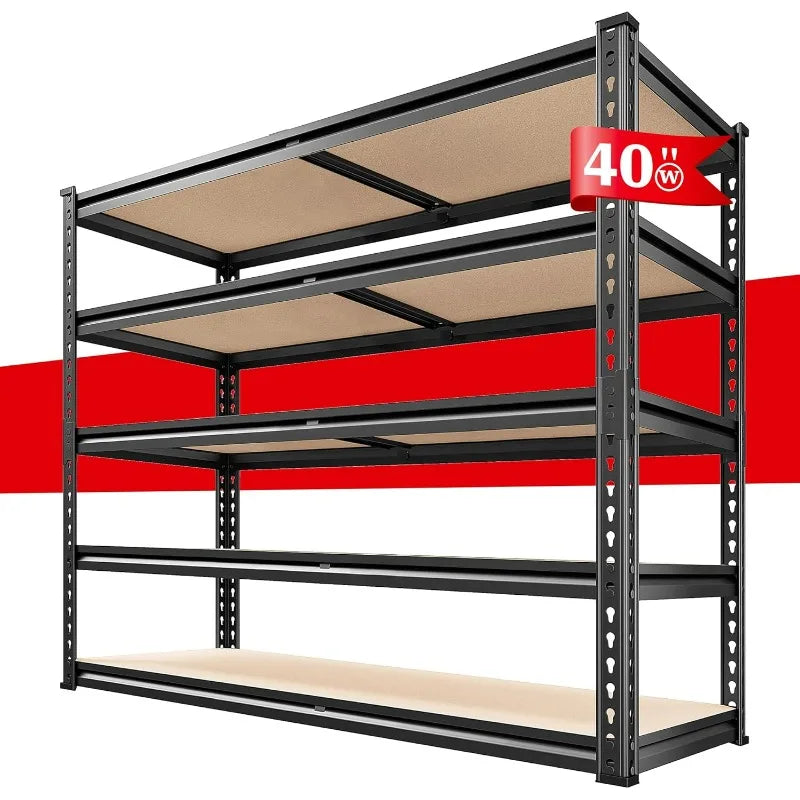 5 Tier Metal Garage Shelving 2500LBS Capacity: 72" H x 40" W x 20" D