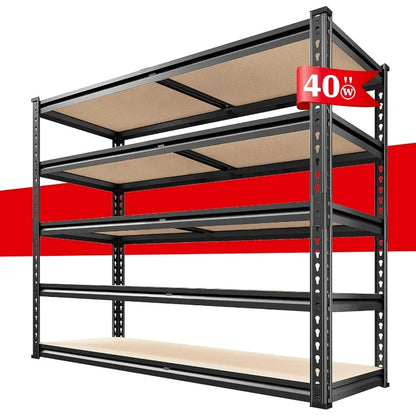 5 Tier Metal Garage Shelving 2500LBS Capacity: 72" H x 40" W x 20" D