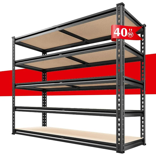 5 Tier Metal Garage Shelving 2500LBS Capacity: 72" H x 40" W x 20" D