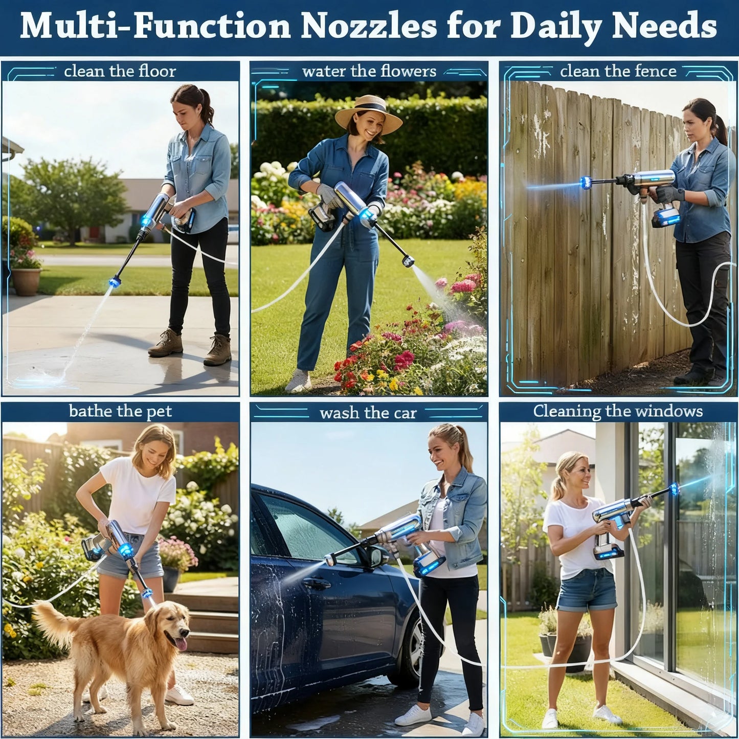 Cordless High Pressure Washer Portable Electric Pressure Washer w/Hose