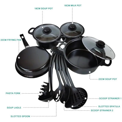 13PCS Non-Stick Induction Cookware Set