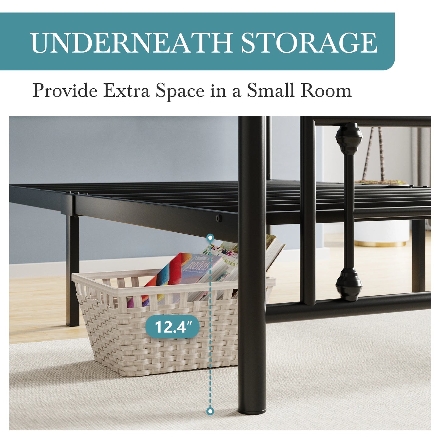 Twin/Full/Queen/King 14 Inch Vintage Victorian Wrought Iron Platform Bed