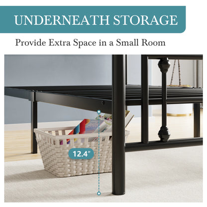 Twin/Full/Queen/King 14 Inch Vintage Victorian Wrought Iron Platform Bed