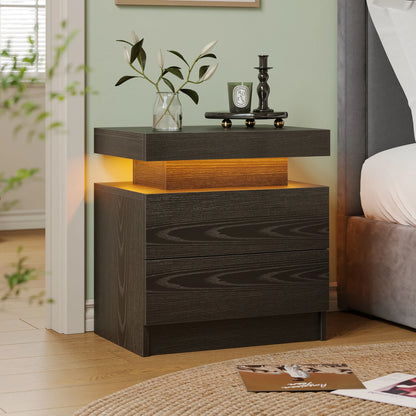 2 Drawer End Table with RGB LED Lights, Multiple Finish Options