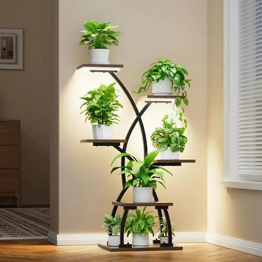 6 Tier Indoor Plant Stand  with Full Spectrum Grow Lights