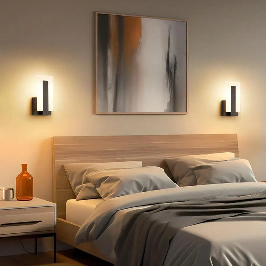Modern Black 3000K Warm White LED Wall Sconces, Set of 2