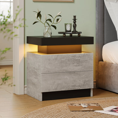 2 Drawer End Table with RGB LED Lights, Multiple Finish Options