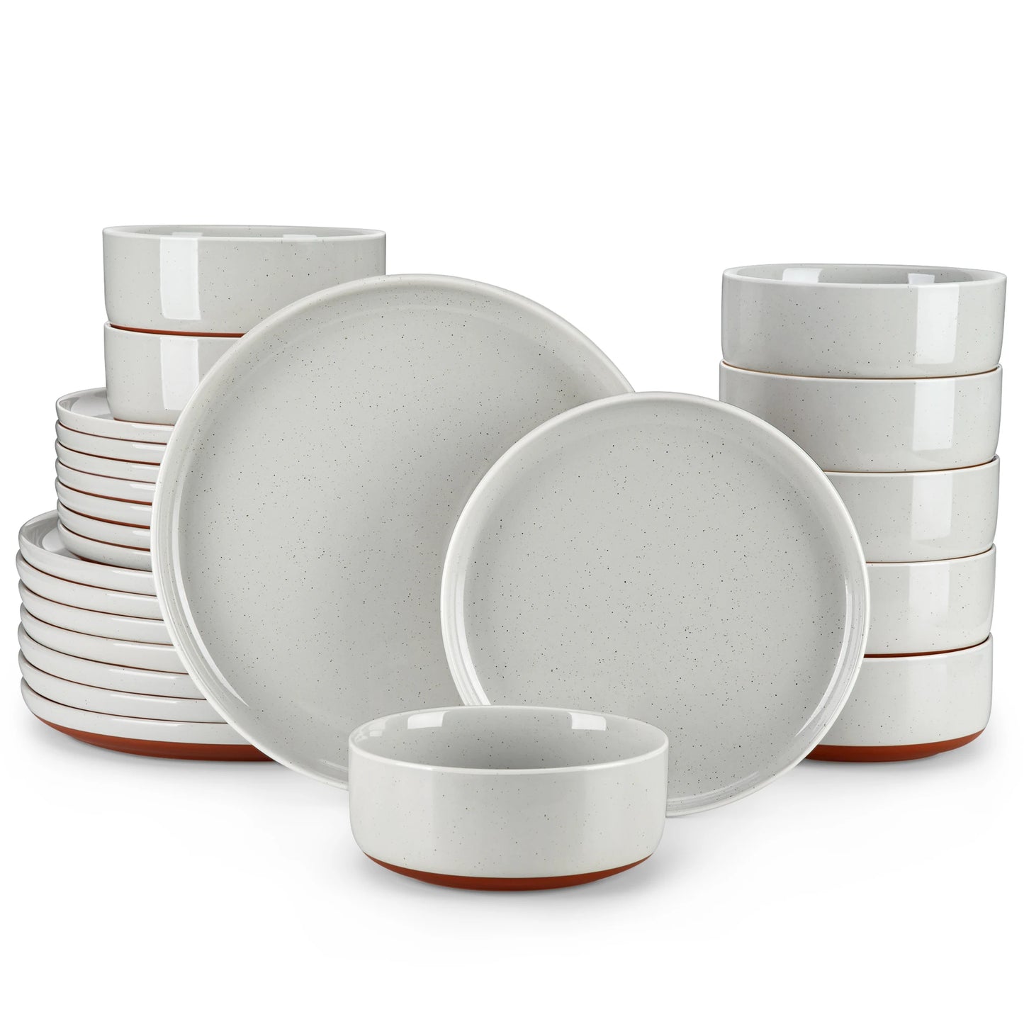 12/24 Pcs Dinnerware Set Curved Edge Glazed Stoneware