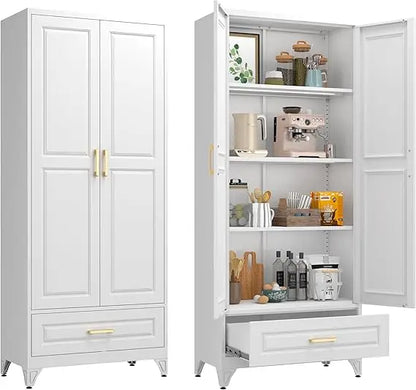 75” Modern Kitchen Hutch with Drawer and Adjustable Shelves
