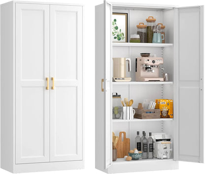 75” Modern Kitchen Hutch with Drawer and Adjustable Shelves