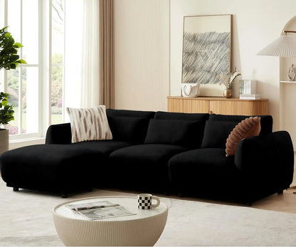 L Shaped Modular Sectional Cloud Sofa with Removable Ottoman; Small Living Room Couch