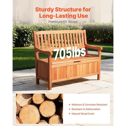 Weatherproof 2-Person Wooden Storage Bench