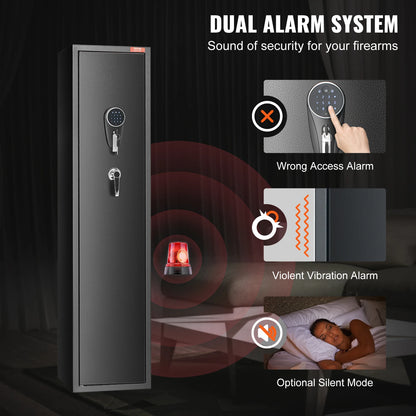 Gun Safe for 3 - 8 Firearms w/ Digital Keypad & Key Lock; Removable Storage Shelf for Long Guns and Pistols