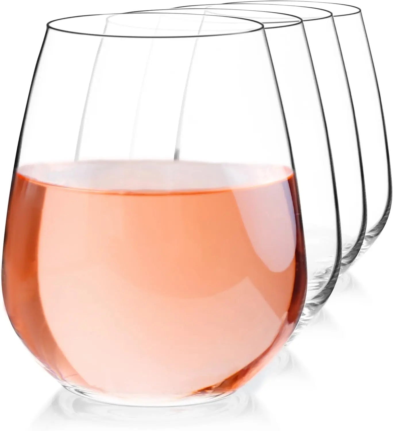 Set of 4 Stemless Wine Glasses, 23.25 oz Clear Tumblers