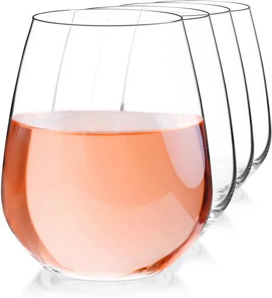 Set of 4 Stemless Wine Glasses, 23.25 oz Clear Tumblers