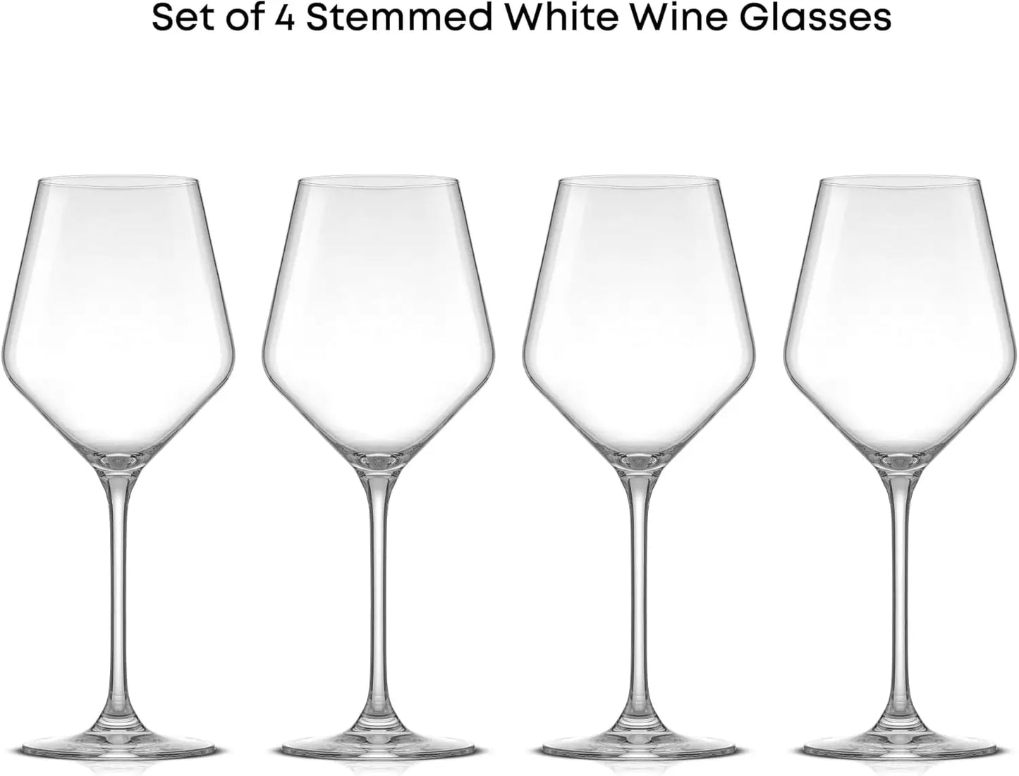 White , Set of 4 13.5 oz Clear Italian Wine Glasses  – Made in Europe