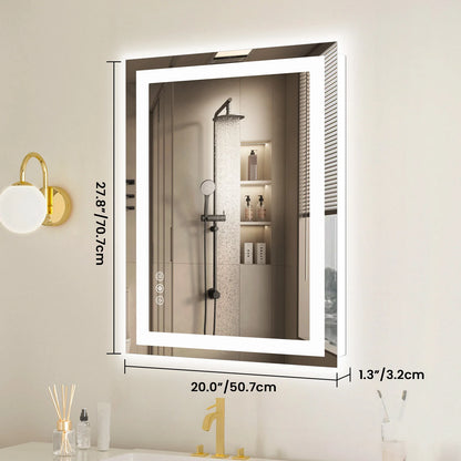LED Anti-Fog Bathroom Vanity Mirror, Tempered Glass with Front Light and Backlit