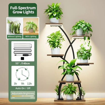 6 Tier Indoor Plant Stand  with Full Spectrum Grow Lights