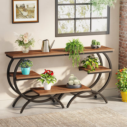C-Shaped  3-Tier Wood End Table,