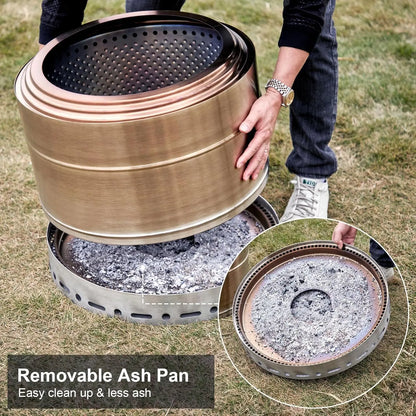 Portable Smokeless Stainless Steel Fire Pit with Ash Pan