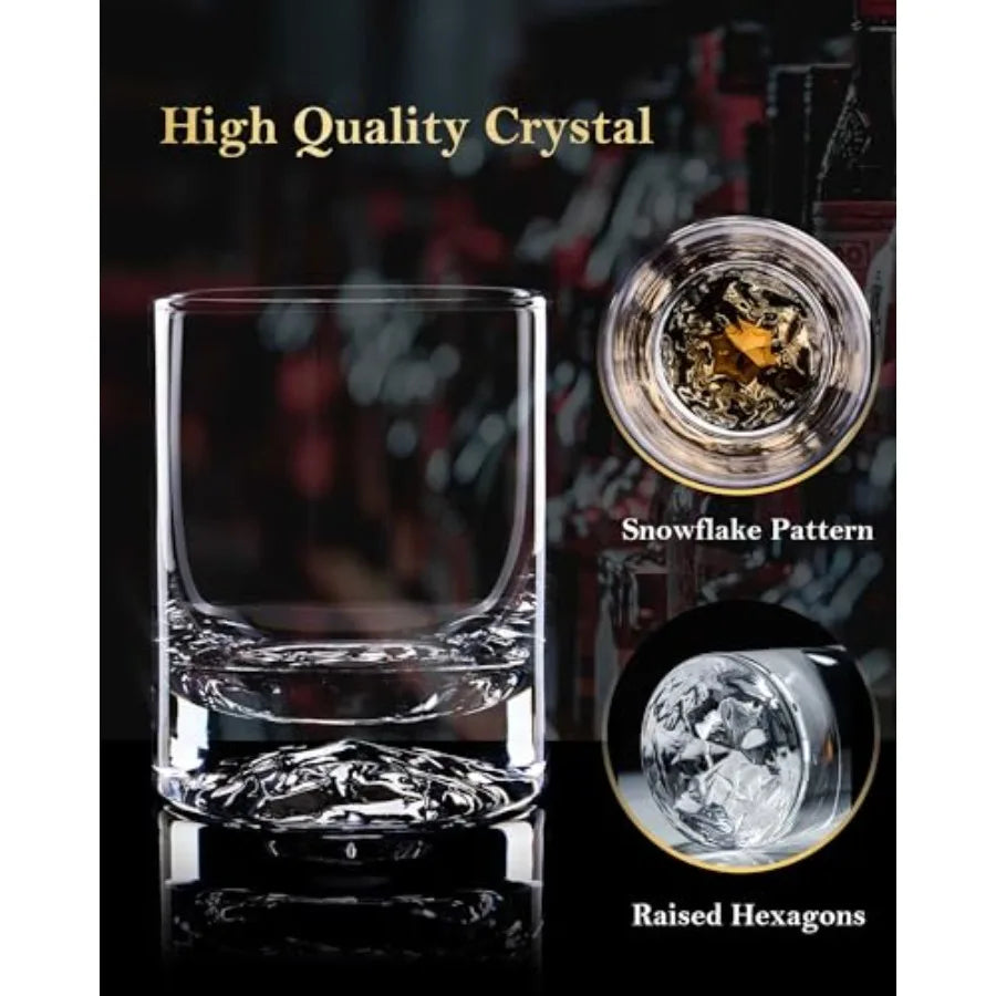 Hand Blown Crystal Double Old Fashioned Cocktail Glasses with Thick Base and Smooth Finish - 12 Ounce