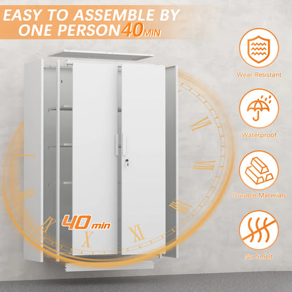 Metal Industrial Utility Cabinet with Adjustable Shelves for Storage Organization