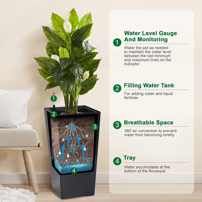 2 PCS 22.4 Inch Tall Planter Indoor ＆ Outdoor Taper Planter - Black or White