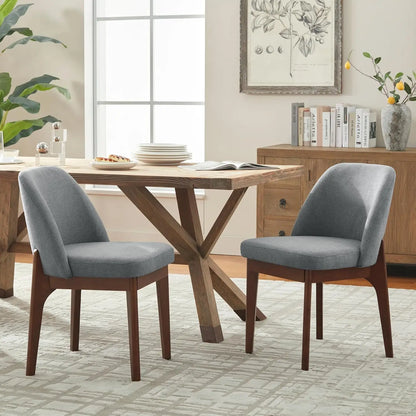 Upholstered Wooden Dining Room Chairs with Rubberwood Legs and Padded Seats, Set of 2