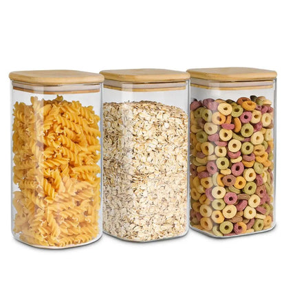 1.6 Qt Airtight Glass Storage Canister with Wood Lid