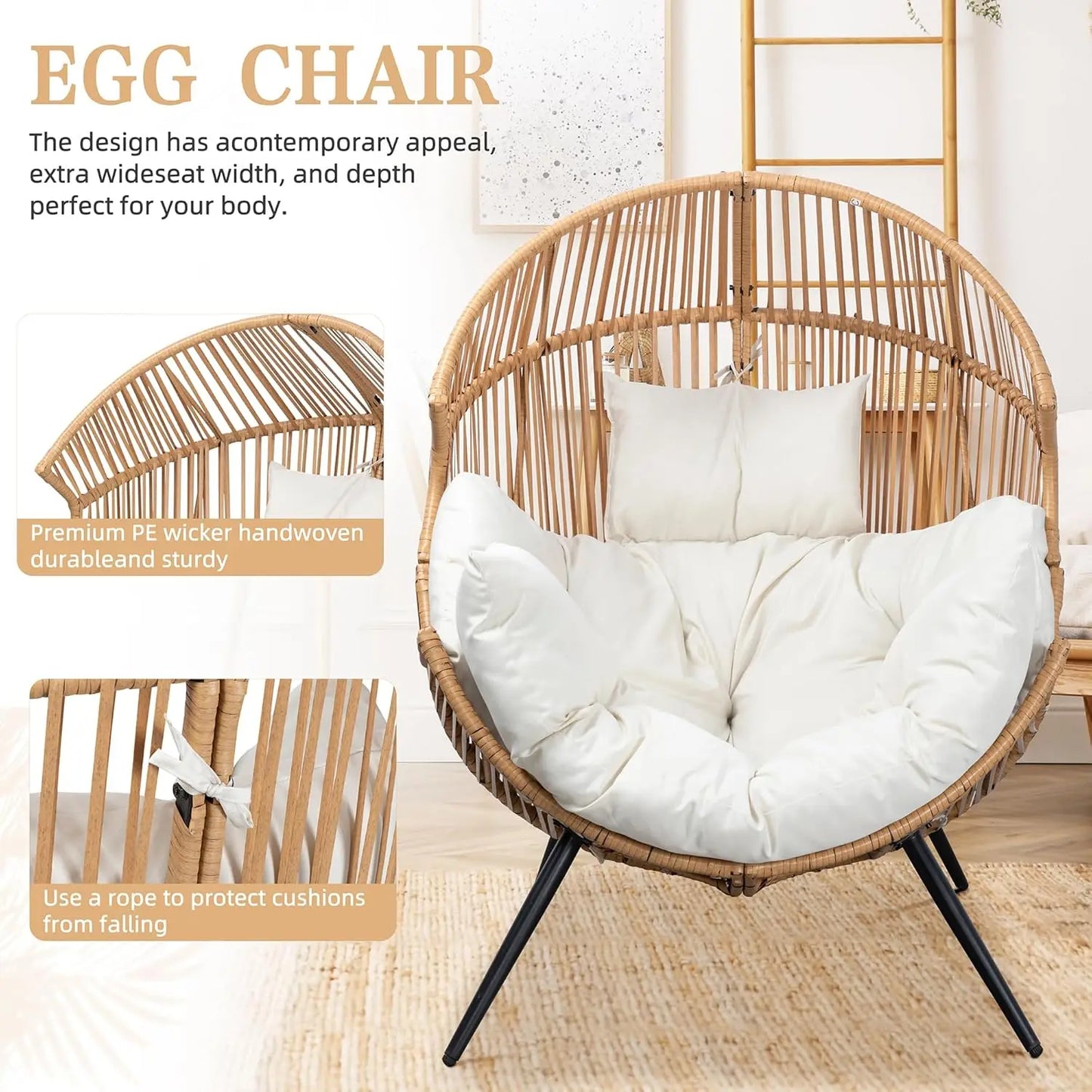 Outdoor/Indoor Egg Chair with Cushion