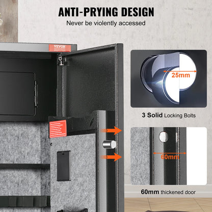 Gun Safe for 3 - 8 Firearms w/ Digital Keypad & Key Lock; Removable Storage Shelf for Long Guns and Pistols