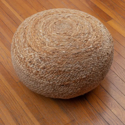 Round Pouf Ottoman, Natural Jute Woven Foot Stool or Seating