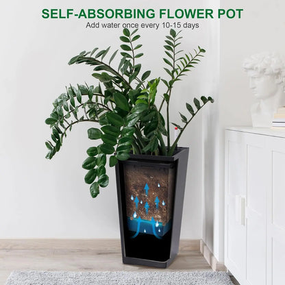 2 PCS 22.4 Inch Tall Planter Indoor ＆ Outdoor Taper Planter - Black or White