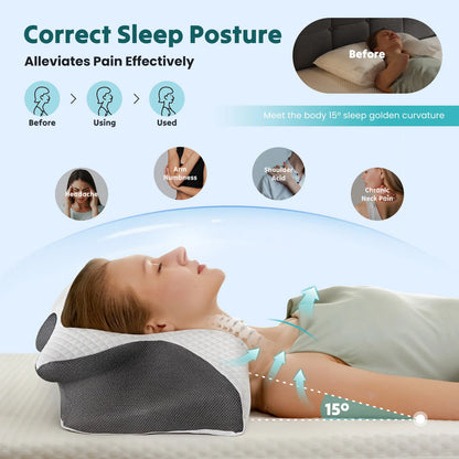 Ergonomic 23.6" x 13.8" Cervical Contour Pillow with Memory Foam