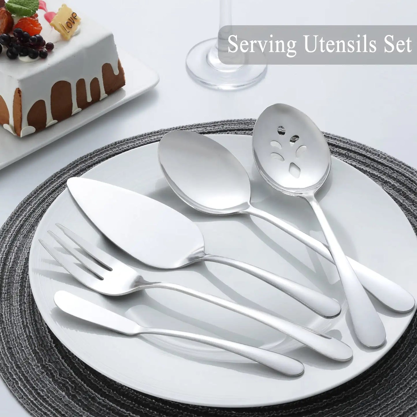 4/8/12 Place Silverware Setting Sets, Includes  5 Pcs Serving Set