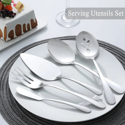 4/8/12 Place Silverware Setting Sets, Includes  5 Pcs Serving Set