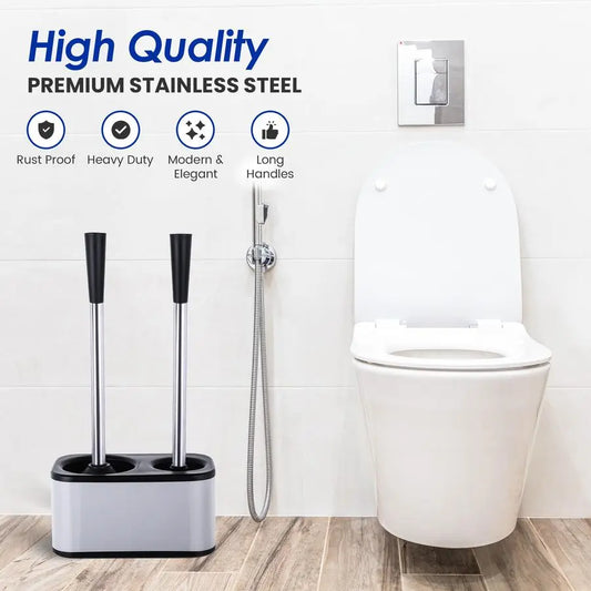 Modern Toilet Brush and Plunger Set