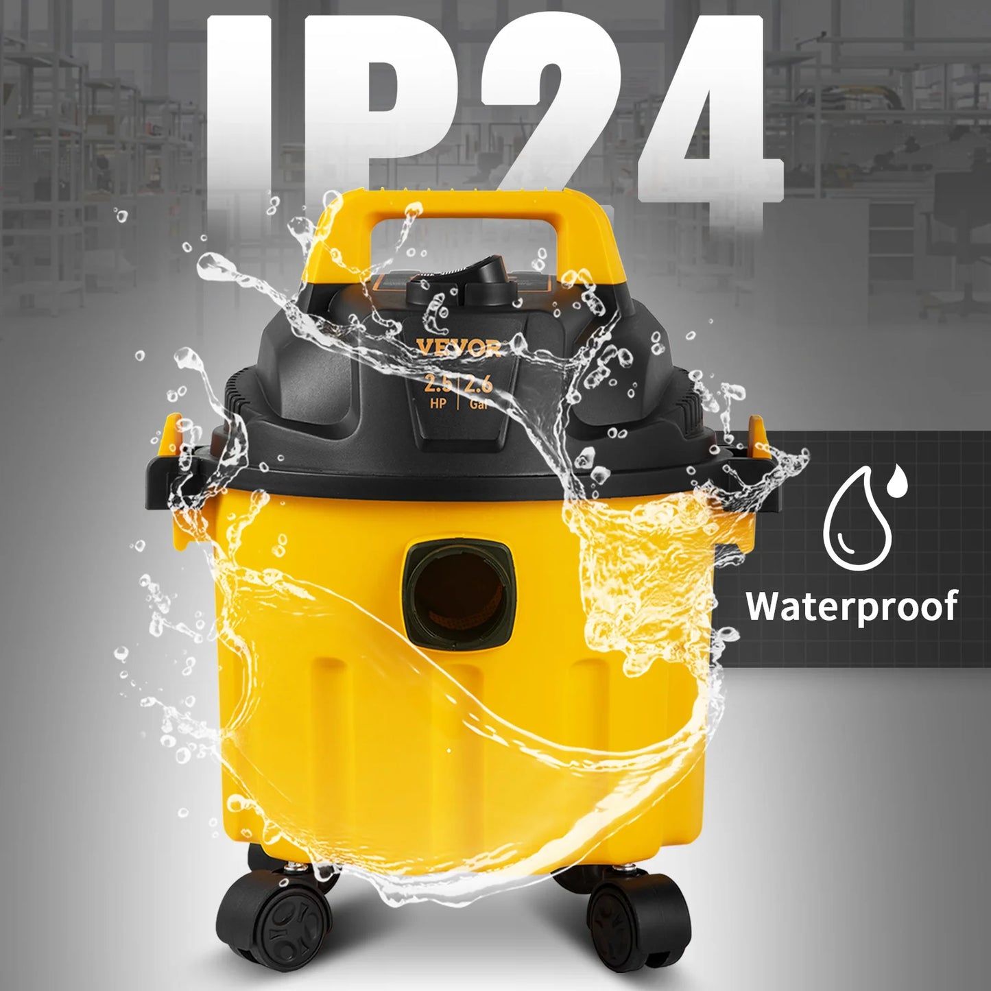 3 in 1 Portable Wet Dry  Shop Vac, 2.6 Gallon 2.5 Peak HP