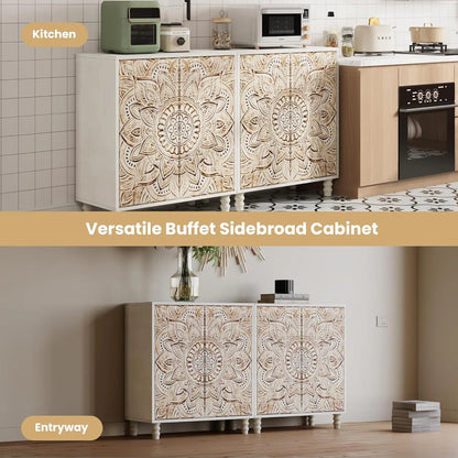 32" Wood Credenza Accent Cabinet with Doors and Shelf