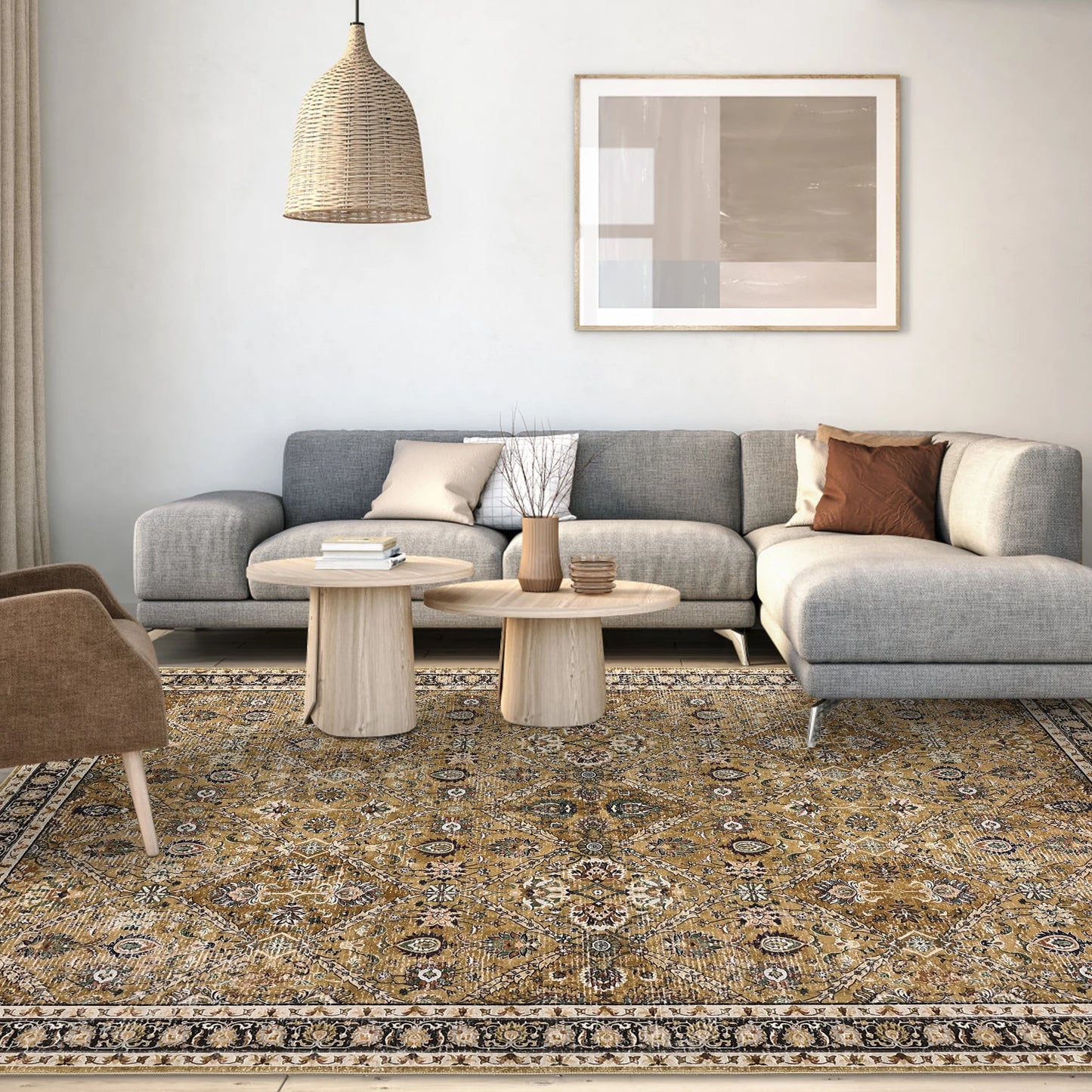 Machine Washable, Non-Slip,Stain & Water Resistant, Low-Pile Moroccan Rug for Every Room